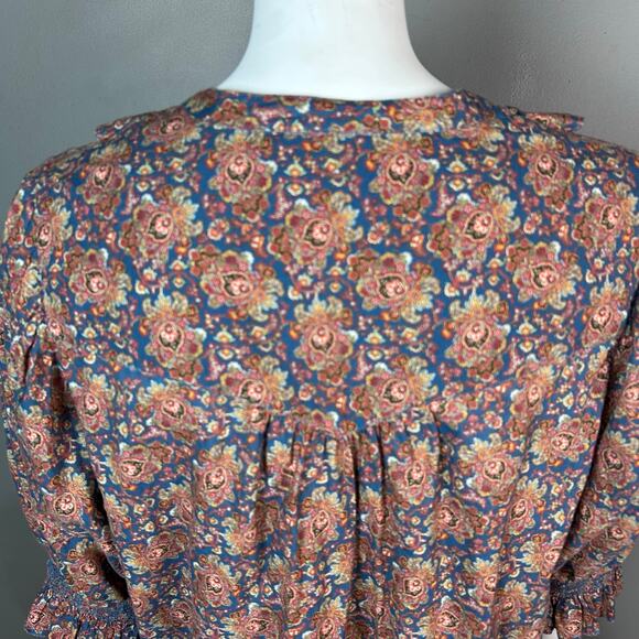 Sundance top blouse Medium floral cotton ruffle Outlander floral lightweight - Picture 13 of 15